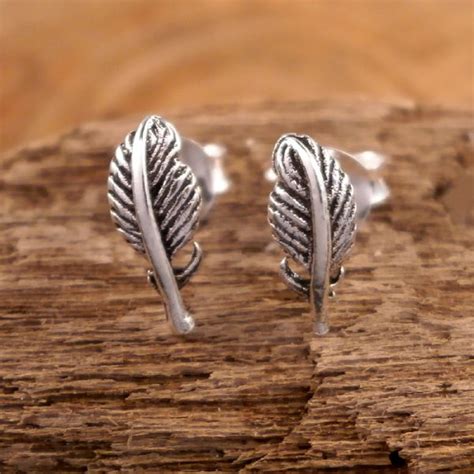 Sterling Silver Feather Stud Earrings Silver Willow Jewellery