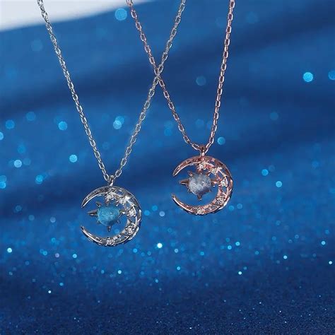 Цепочка женская с подвеской в виде звезды и Луны | AliExpress