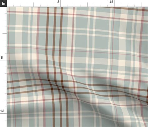 Modern Light Muted Blue Tartan Classic Fabric | Spoonflower