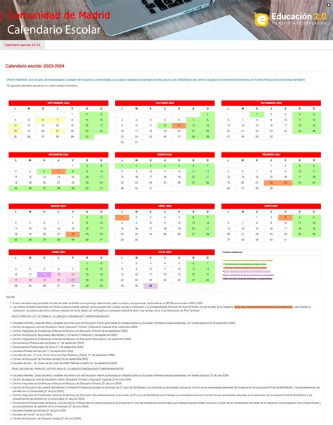 Calendario Escolar En La Comunidad De Madrid Para El Curso