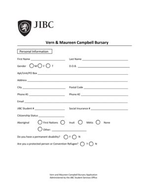 Fillable Online JIBC General Bursary Application Fax Email Print