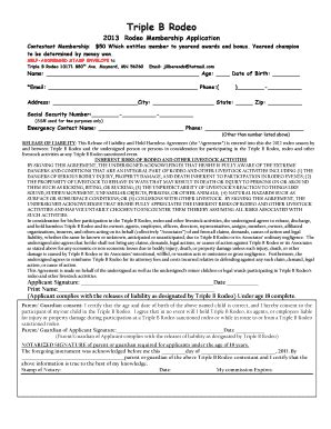 Fillable Online Triple B Rodeo Rodeo Membership Application