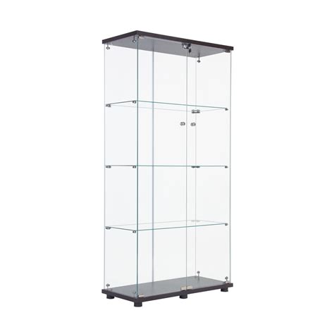 4 Shelf Glass Display Cabinet With Two Doors Curio Cabinets With 4mm Tempered Glass Glass