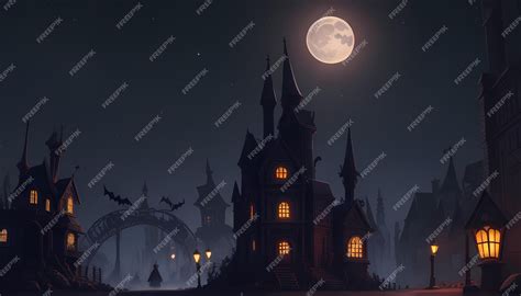 Premium AI Image | a spooky castle with a full moon in the background.