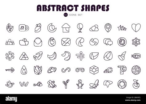 50 Abstract Shapes Line Style Icon Set Design Logo Brand And Corporate