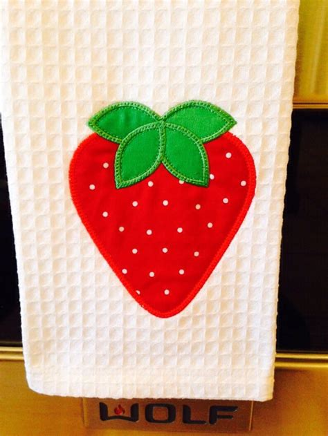 Personalized Embroidered Cotton Kitchen Towel With Strawberry Etsy