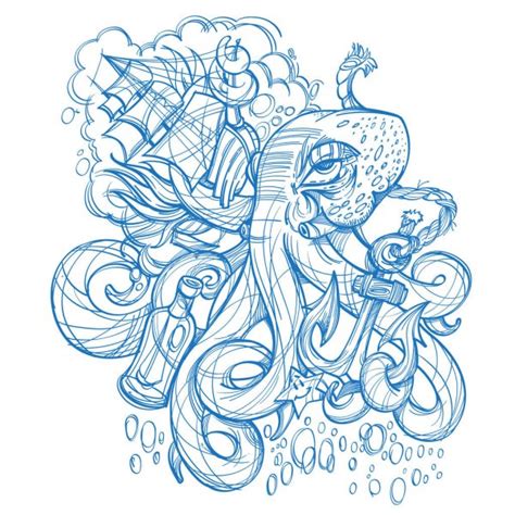 Octopus And Anchor Sketch