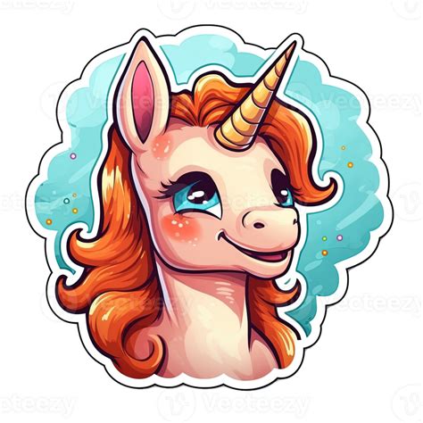 Cute Cartoon Unicorn Sticker Png