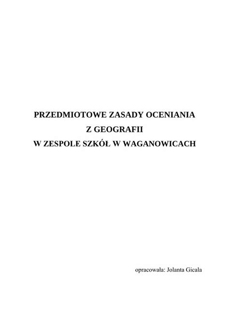 Pdf Przedmiotowe Zasady Oceniania Z Geografiizswaganowice Pl