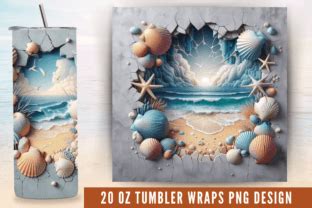 Cracked Wall Beach Sea Shells Oz Wrap Graphic By Craft Fair