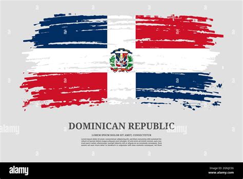 Bandera De República Dominicana Con Efecto De Pincelada Y Póster De Texto Informativo Fondo