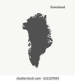 Outline Map Greenland Isolated Vector Illustration Stock Vector ...