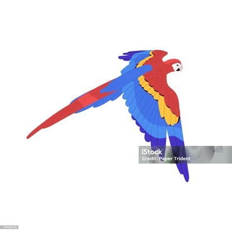 macaw merah terbang melebarkan sayap burung beo hutan hujan amerika