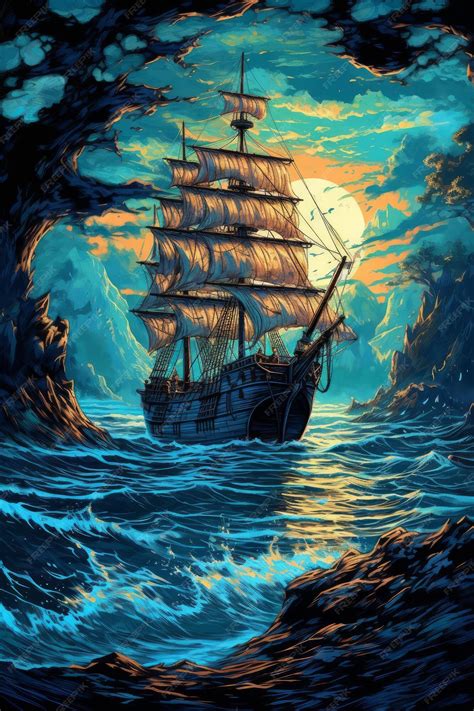 Premium AI Image | Pirate ship wall art i