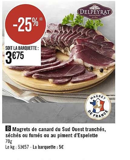 Promo Magrets De Canard Du Sud Ouest Tranch S S Ch S Ou Fum S Ou Au