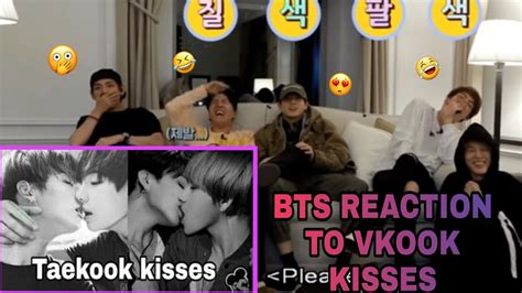 Bts Reaction To Vkook Taekook Kisses Moments Fanmade Youtube