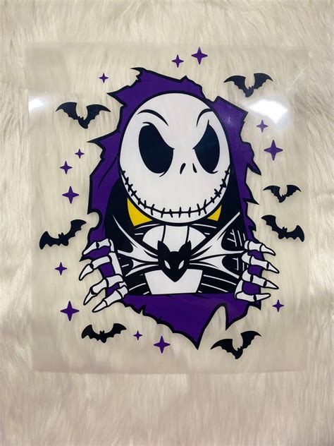 Jack Skellington Popping Out Uv Dtf Heat Transfer Etsy