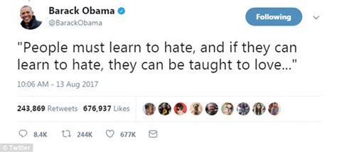 Barack Obamas Charlottesville Tweet Is Most Popular Ever Daily Mail