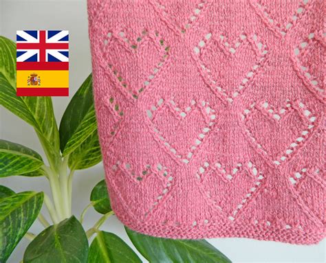 Lace Hearts Knitting Pattern Hearts Dishcloth English And Etsy Knitted Heart Pattern