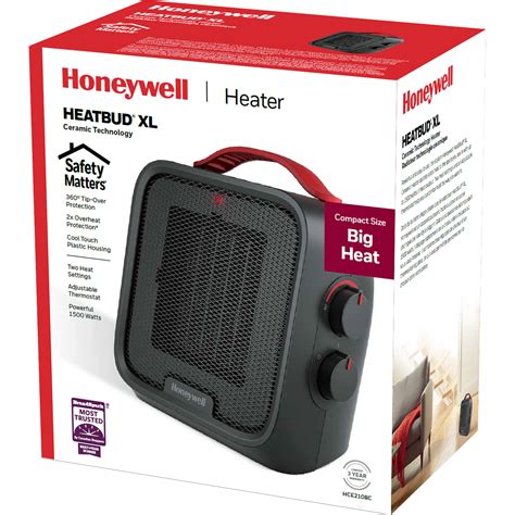 Honeywell HCE210BC HeatBud XL Compact Ceramic Heater Black Grand Toy