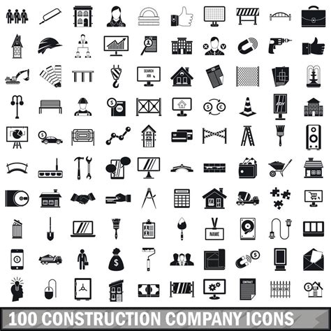 100 Iconos De La Empresa Constructora Estilo Simple 8452967 Vector En Vecteezy