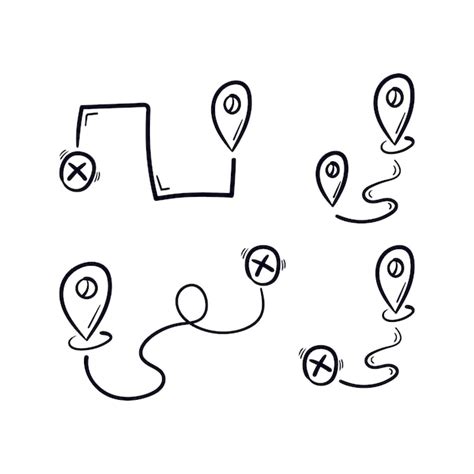 Premium Vector Set Of Pin Location Navigation Hand Drawn Doodle