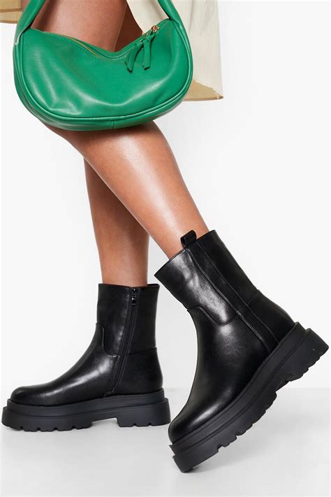 Chunky Boots Chunky Heel Boots Boohoo Uk