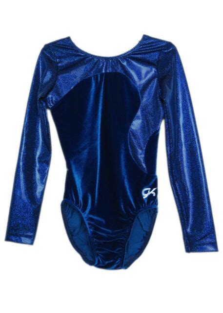 Gk Elite Royal Hologram Velvet Gymnastics Leotard Axs Adult Extra