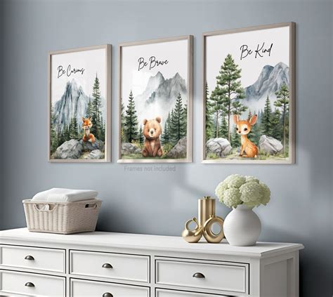 Woodland Nursery Decor, Mountain Wall Art, Baby Room, Nursery Prints, Boho Nursery, Woodland ...