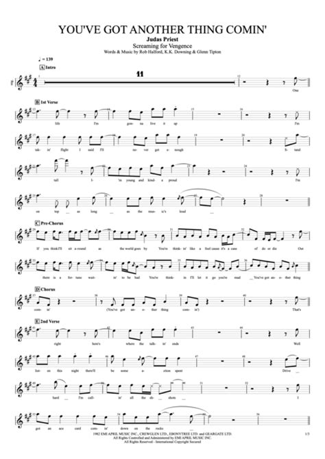 You've Got Another Thing Comin' Tab by Judas Priest (Guitar Pro) - Full Score | mySongBook