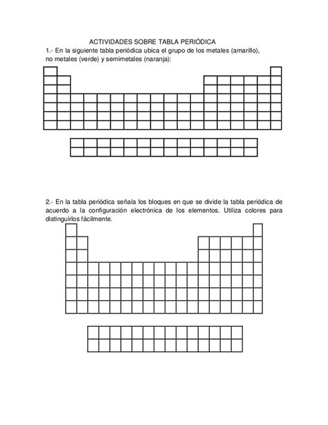 Actividades Sobre Tabla Periódica