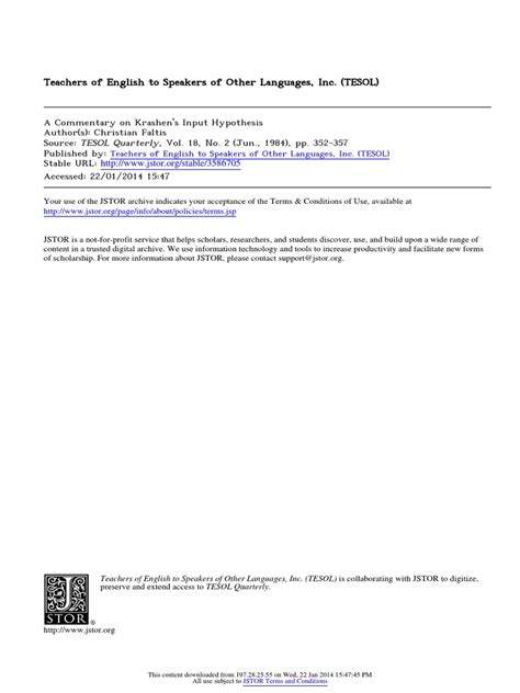 A Commentary On Krashen - S Input Hypothesis | PDF | Language Acquisition | Language Development