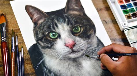 Realistic Cat Painting In Watercolor Youtube