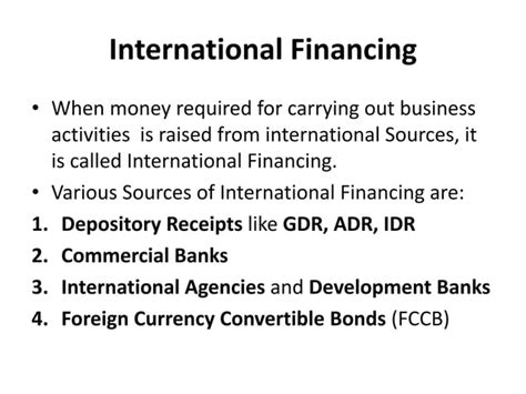 International Sources Of Finance Ppt