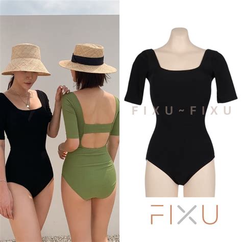 Jual [fixu] Swimsuit Baju Renang Wanita Big Size One Piece Model Lengan