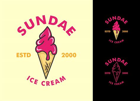 sundae ice cream logo vintage retro sign with ice cream cone sundae ...