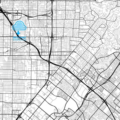 a map of the city of los angeles, california with streets and blue ...