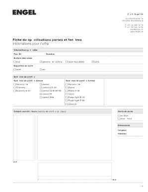 Fillable Online Engel Fiche De Sp Cifications Portes Et Fen Tres