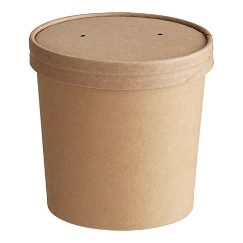 Choice Oz Kraft Poly Coated Paper Food Cup With Vented Paper Lid