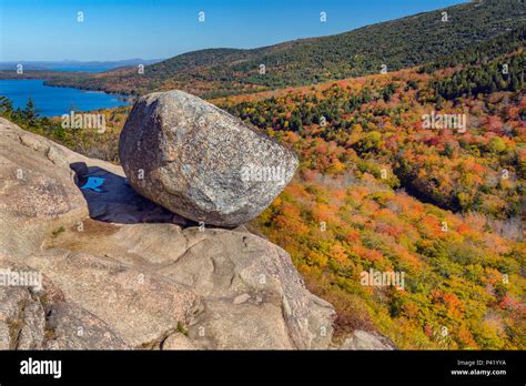 Glacial Granite Rock And Deciduous Forest In Autumn Bubble Rock Mount