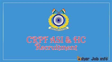 Crpf Asi Hc Recruitment Apply Starts