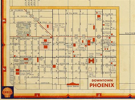 Old Phoenix Map Vintage Phoenix Arizona map print Antique Style Map of ...