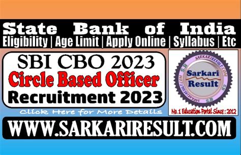 Sbi Circle Based Officer Cbo Final Result For Post