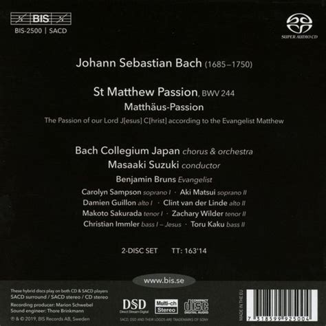 Bach Collegium Japan Masaaki Suzuki St Matthew Passion Super