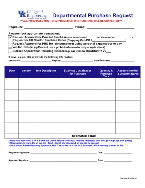 Fillable Online Departmental Purchase Request Fax Email Print Pdffiller