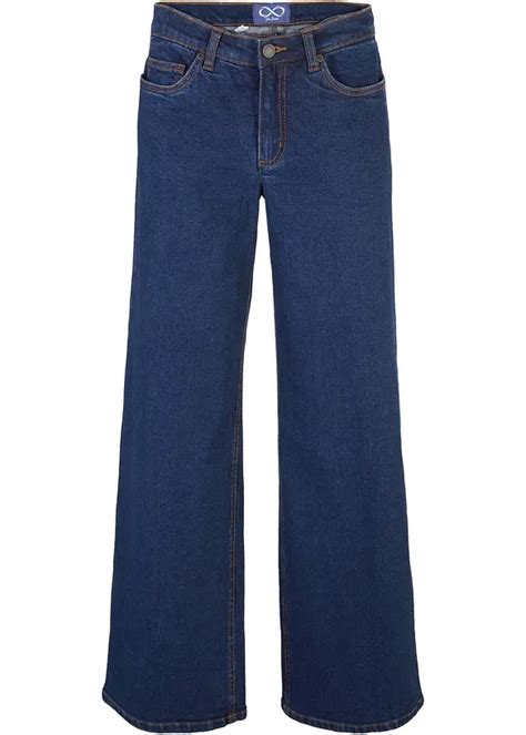 Schöne Stretch Jeans mit weitem Bein blau regular bonprix