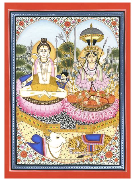 Lord Shiva with Parvati Seated on Lotus | Art by Sandeep on Handmade ...