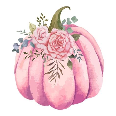 Vibrant Watercolor Pumpkins With Roses