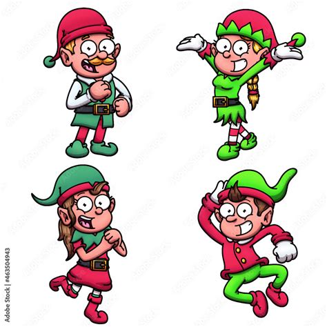 Cartoon Christmas Elves Stock Vector | Adobe Stock