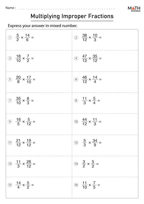 Improper Fractions Worksheets Math Monks Worksheets Library